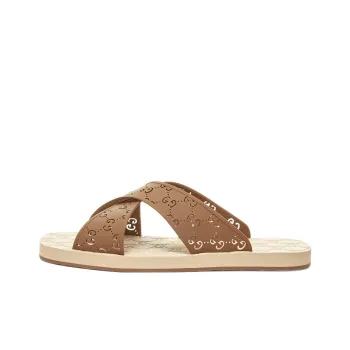 GUCCI GG Slide Slippers Men's Brown