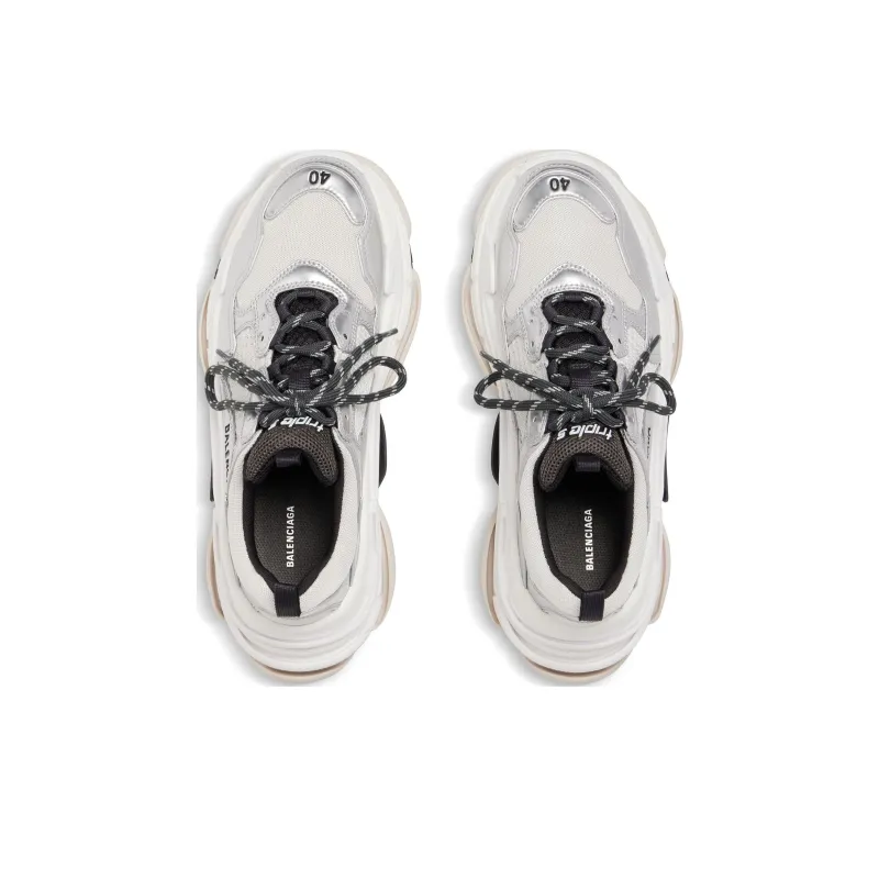 Balenciaga Triple S Black White Silver-3