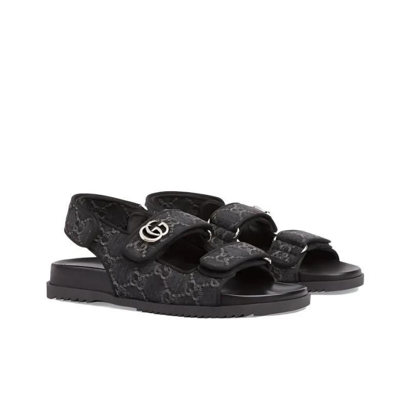 GUCCI Double G-plaque Denim Sandals-2