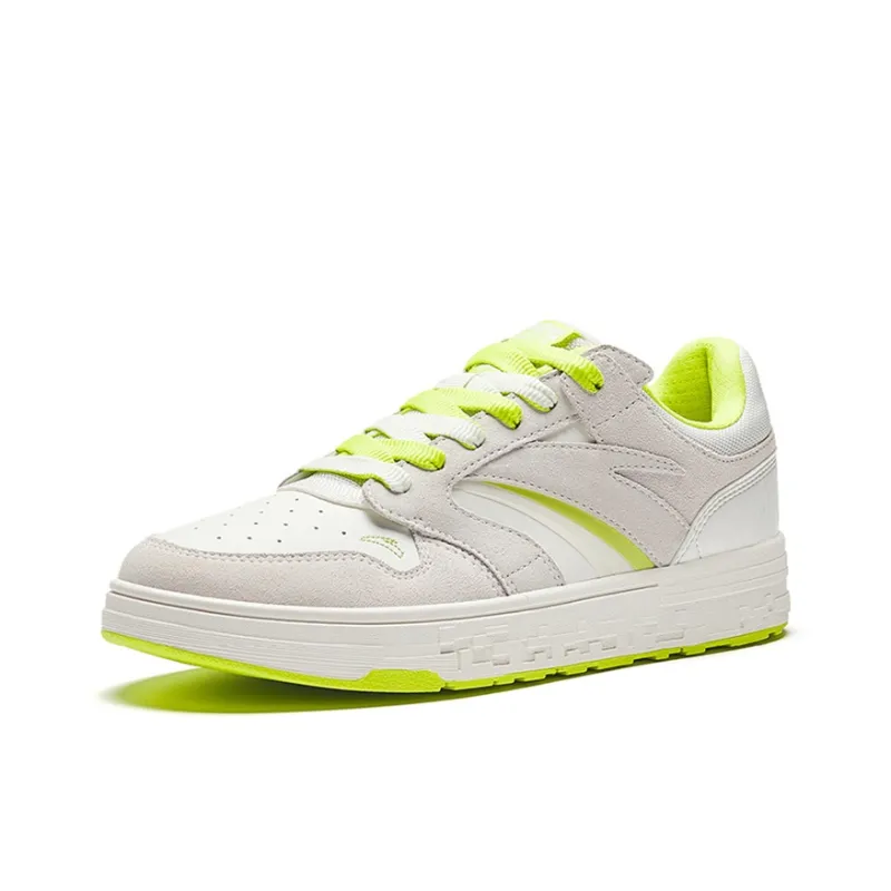 Anta Street Naughty Green Apple Slip Resistant Cushioning Lightweight Low Top Skateboard Shoes Men's White Yellow-1