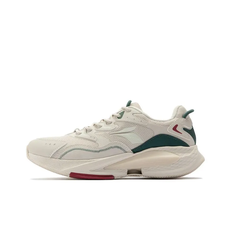 361° Type Anti Slip Wear Resistant Low Top Running Shoes Men's White Green-0