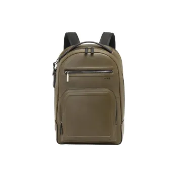 TUMI Leather Backpack Men's Olive Green