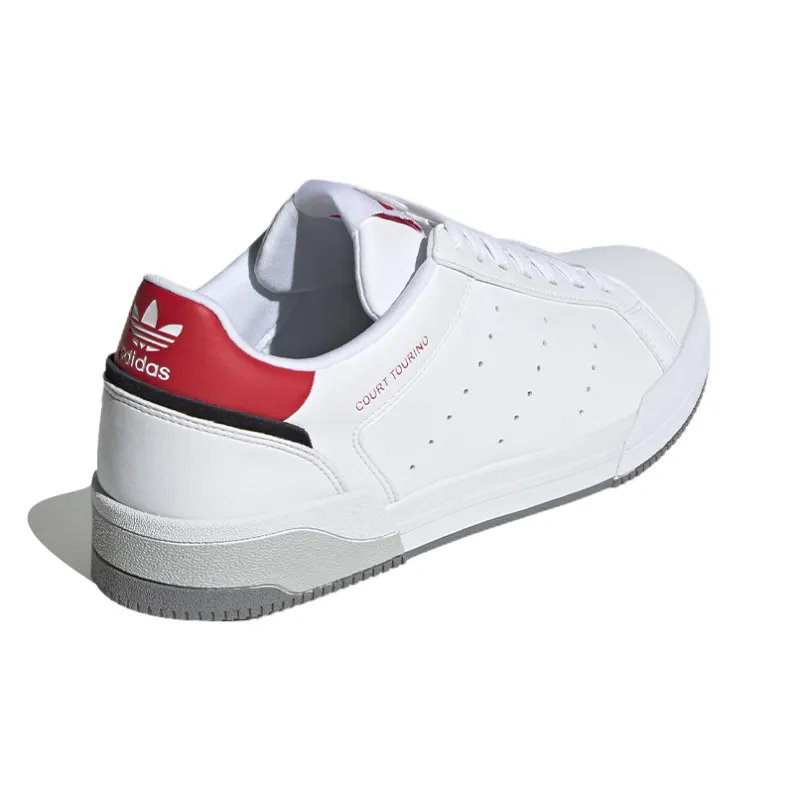 Adidas Originals Court Tourino Slip Resistant Cushioning Wear Resistant Low Top Skateboard Shoes Unisex White Red-4
