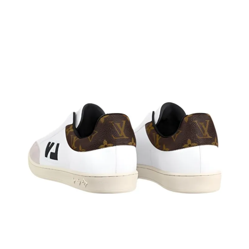 LOUIS VUITTON Luxembourg Stylish Skateboarding Shoes Men's White Brown-4