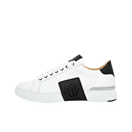 PHILIPP PLEIN Runner Hexagon Skateboard Shoes Men Low-Top Black/White