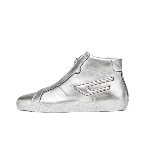 DIESEL S-Leroji Skateboard Shoes Men High-Top Silver