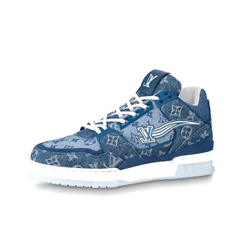 LOUIS VUITTON Trainer Ankle Sneakers 'Denim Monogram'