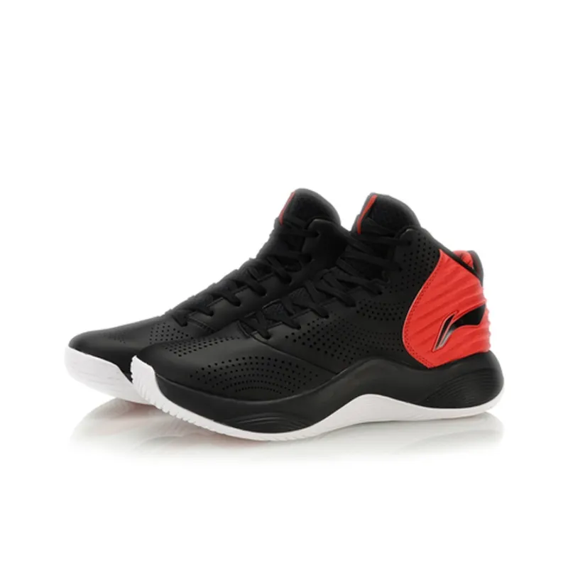 LiNing Magic Cloud Coverage Support High Top Basketball Shoes Men's Black Red Fleece Lined-2