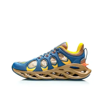 LiNing Curved ACE Cushioning Breathable Lightweight Rebound Low Top Running Shoes Women's Blue Orange Yellow