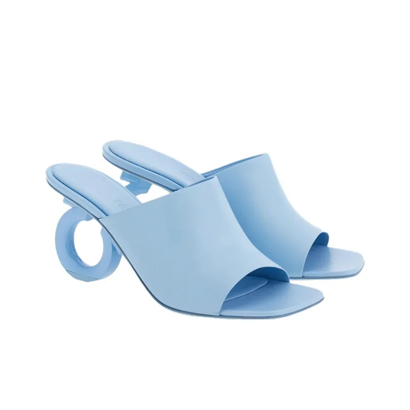 FERRAGAMO GANCINI Slide Slippers Women's Blue-2
