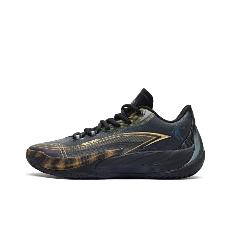 QIAODAN Poisonous Fangs 3.0 Basketball Shoes Men Low Top Black/Gold-0