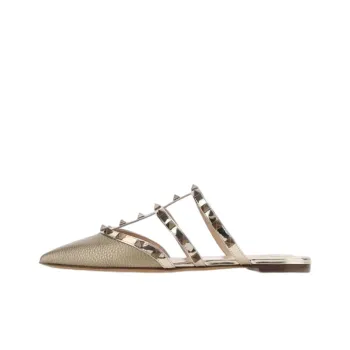 Valentino Rockstud Closed Toe Slippers Women's Bronze