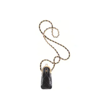 CHANEL 22A Early Autumn Sheepskin Lipstick Pouch Crossbody Bag Women's Black
