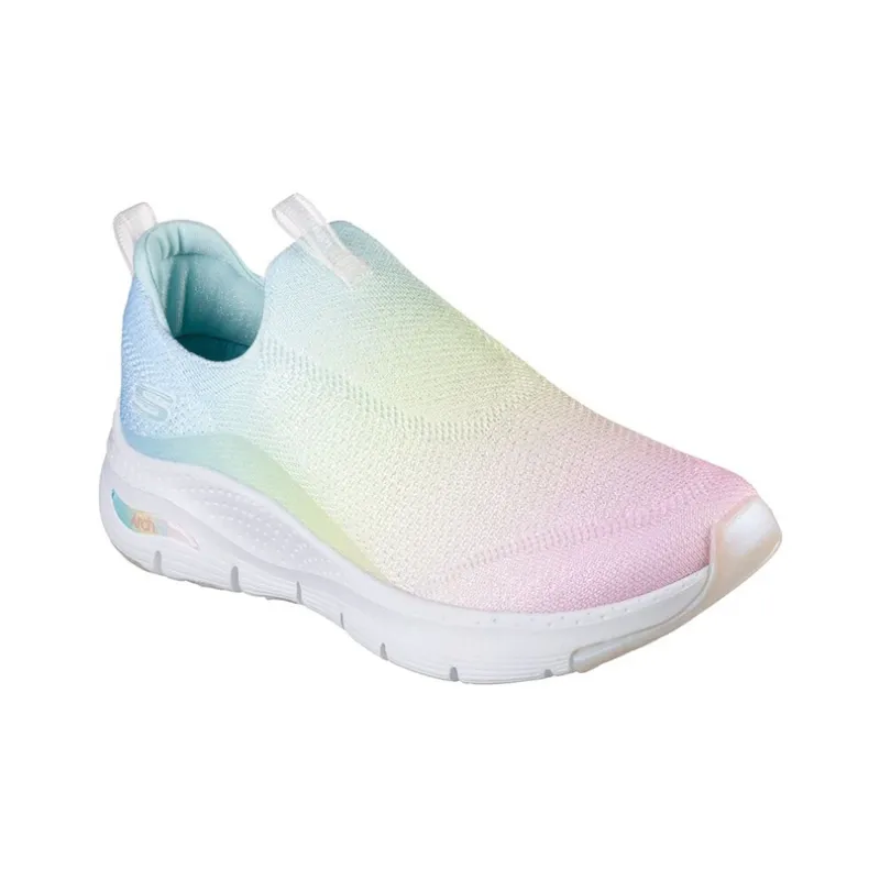 Skechers Arch Fit Cushioned Anti Slip Wear Resistant Breathable Lightweight Low Top Running Shoes Women's Pink Blue-2
