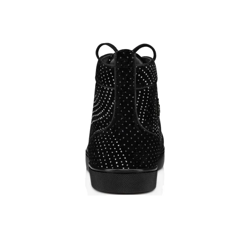 CL LUBOTING Lou Pik Pik Strass High Top Skateboard Shoes Men's Black-3