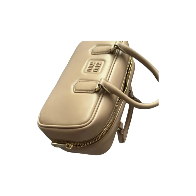 MIU MIU Arcadie Series Leather And Polyester Blend One Shoulder Handbags Medium Size Women's Beige-2
