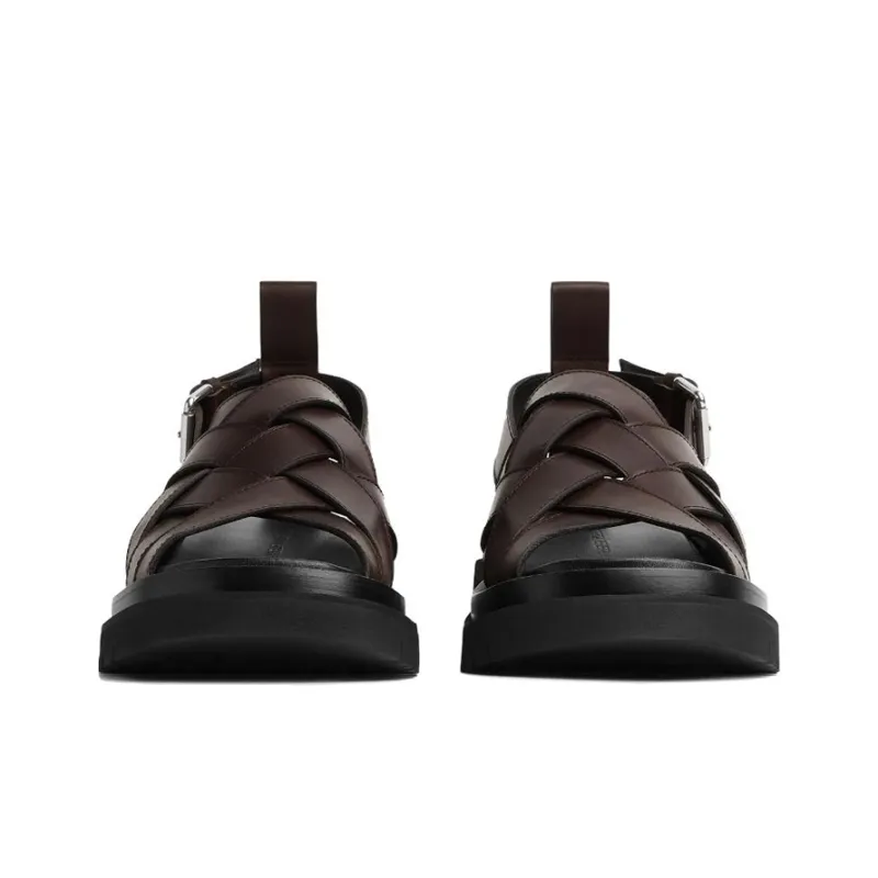 Bottega Veneta Lug One Strap Sandals Men's Brown-3