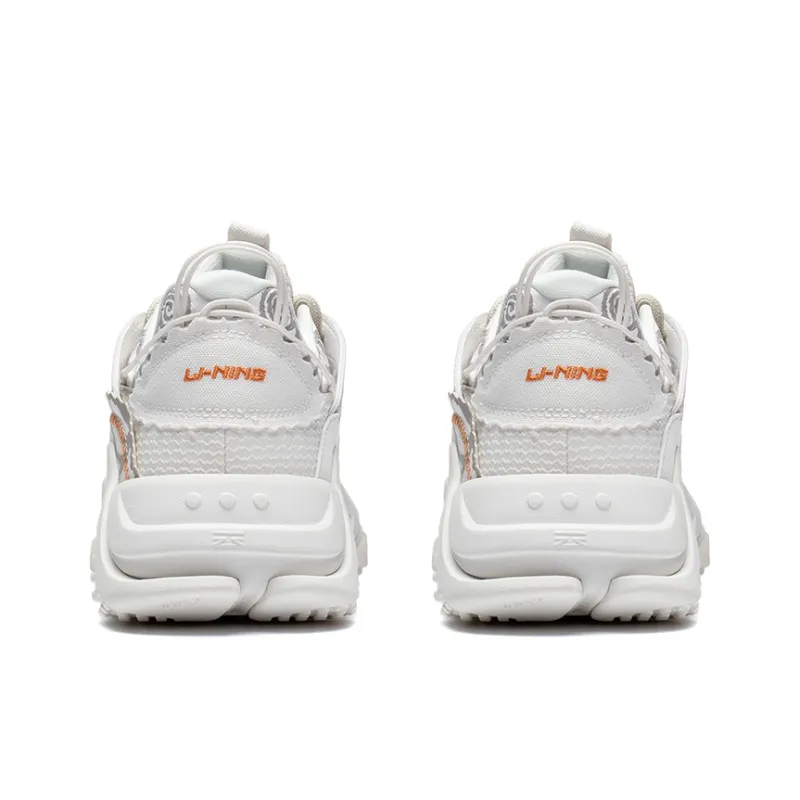 LiNing CF Tracing Anti Slip Wear Resistant Low Top Sports Casual Shoes Women's Mist White-3