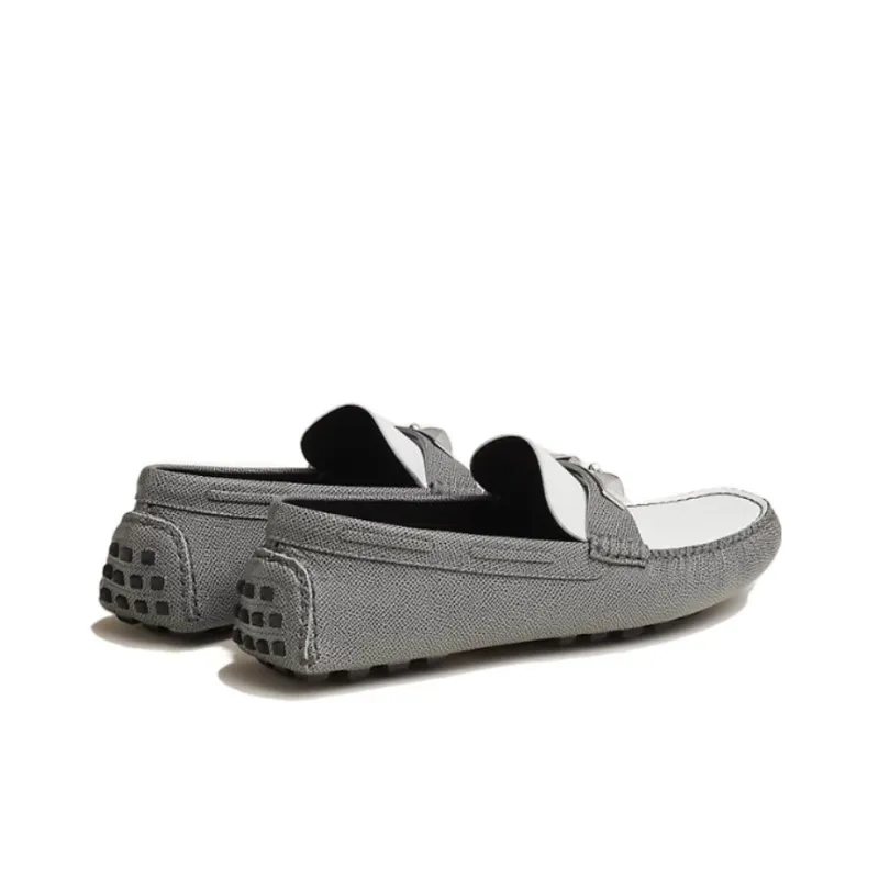 HERMES Irving Loafers Women's Gray White-3
