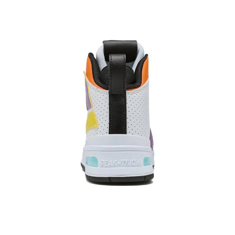 PEAK Taichi 910 Large Triangle Anti Slip Wear Resistant High Top Skateboard Shoes Women's Large White Purple-4