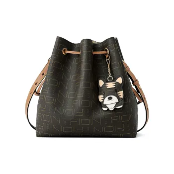 FION Coated Canvas Shoulder Bag Crossbody Bag Regular Women's Coffee/Tea