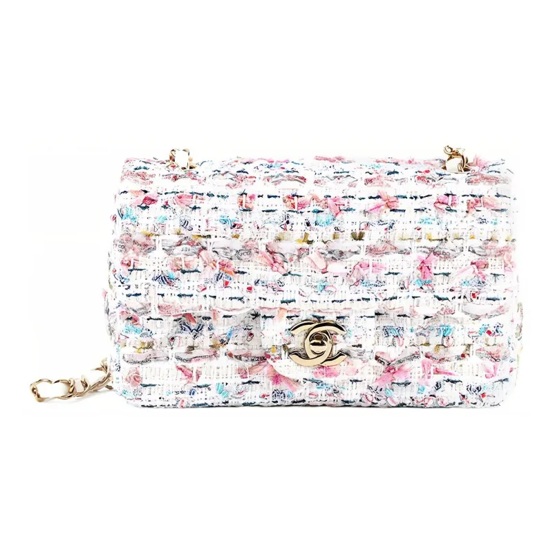 CHANEL 23C Early Spring Woolen Shoulder Bag, Crossbody Bag, Handbag Mini Women's Multicolor-0