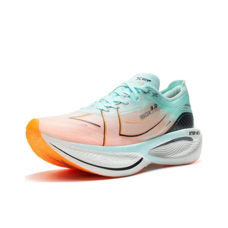 XTEP 160X 3.0 Pro Cushioning Anti-Slip Wear-Resistant Breathability Low-Top Running Shoes Men's Serene Blue/New White-1