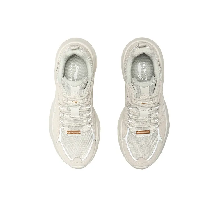 LiNing Moonchaser Cushioning Anti Slip Wear Resistant Breathability Low Top Sports Casual Shoes Women's White-3