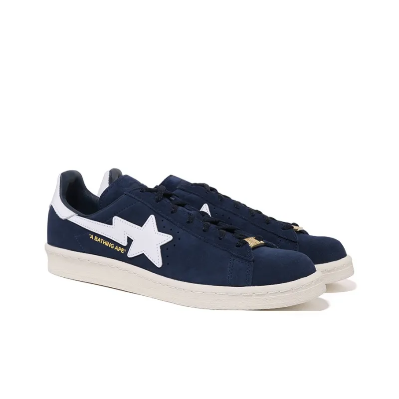 Adidas Originals x A BATHING APE Campus 80 Casual Skateboard Shoes Unisex Midnight Blue-1