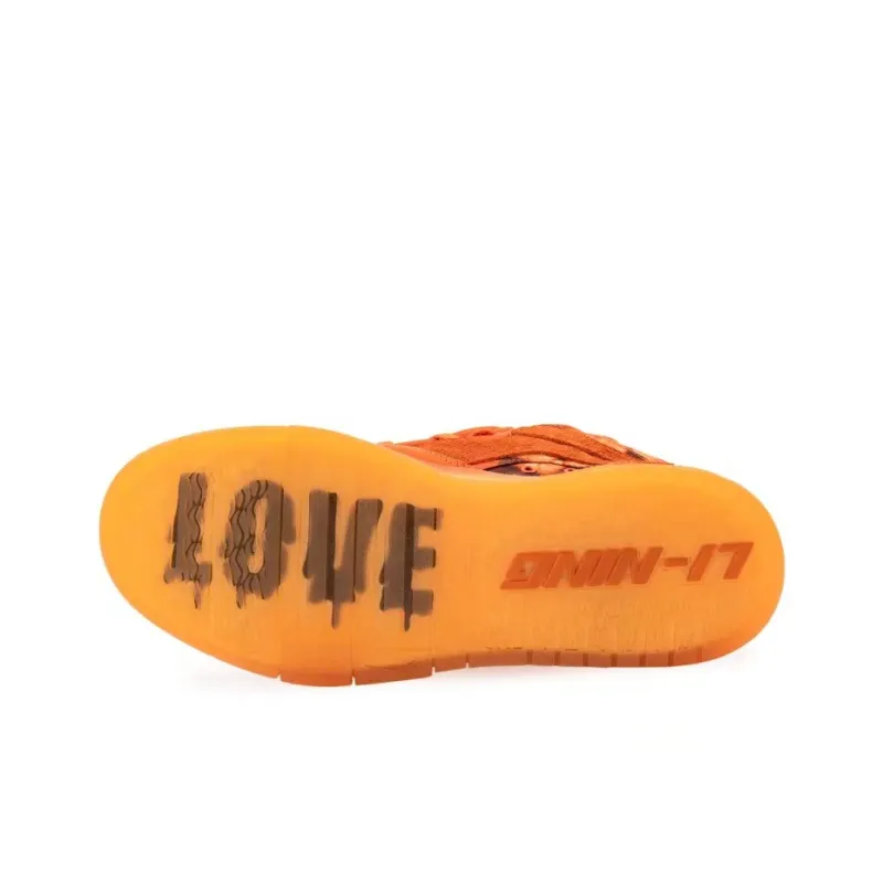 BURNIN x LiNing Wave Low Top Skateboard Shoes Women's Orange-5