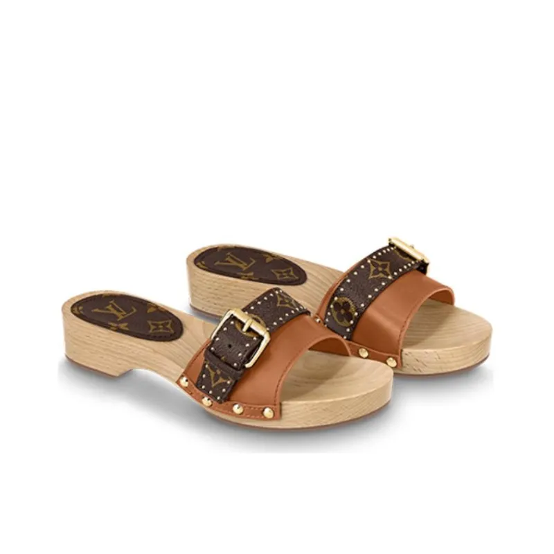 LOUIS VUITTON Cottage Slip Resistant Slide Slippers Women's Brown-2