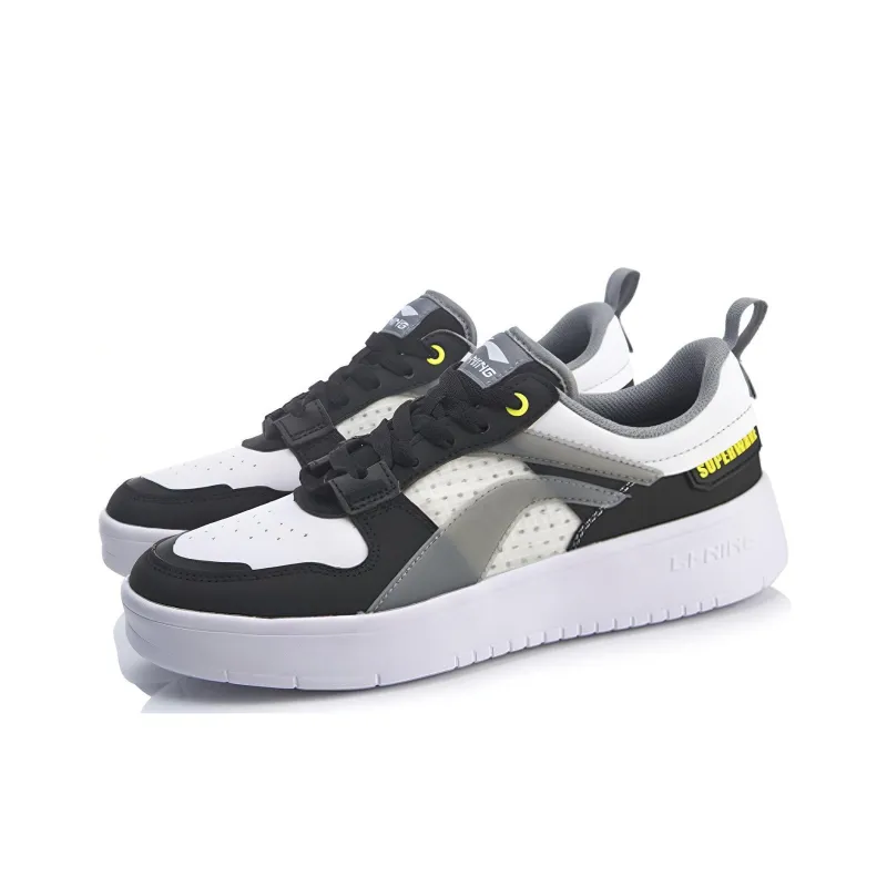 LiNing Wave Superwave Lite Anti Slip Wear Resistant Low Top Skateboard Shoes Men's White Black Gray-2
