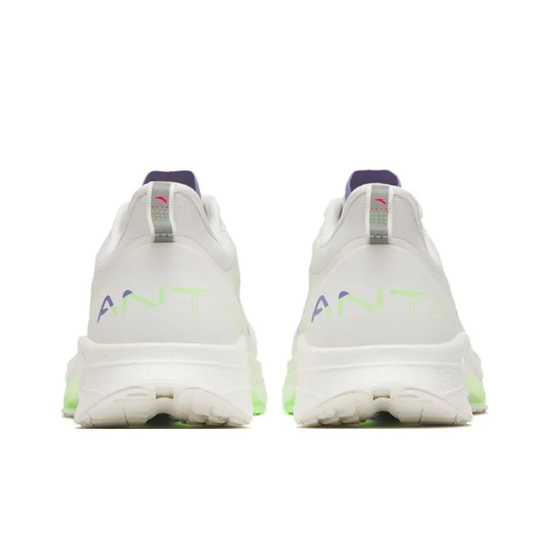 Anta MACH 3.0 Cushioning Abrasion Resistant Lightweight Low Top Running Shoes Women's White Purple Green-3