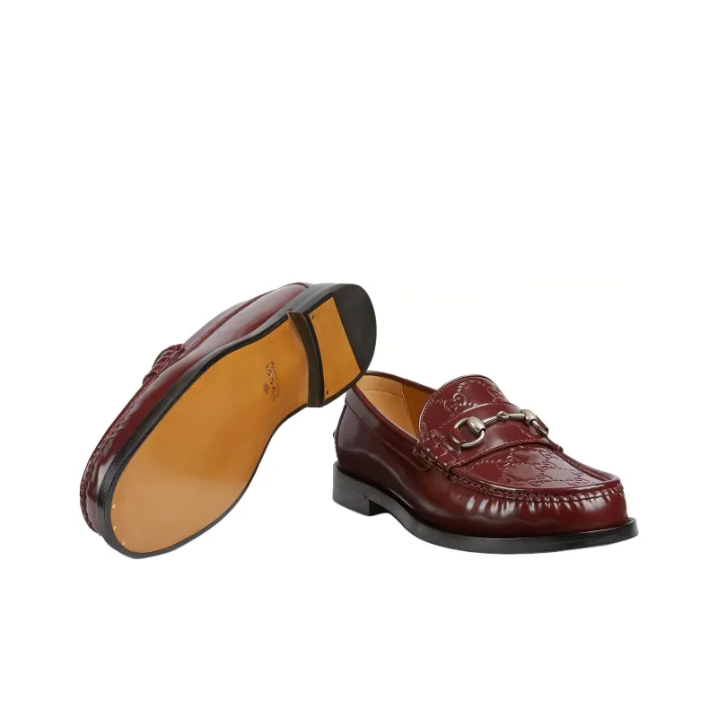 GUCCI Horsebit Loafers 1.5cm Men's Burgundy-5