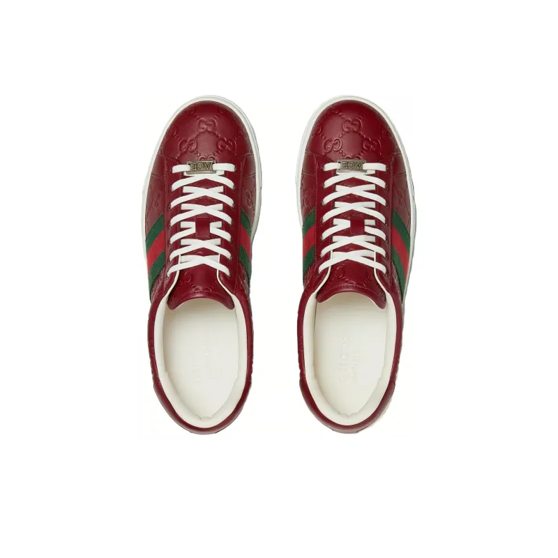 GUCCI ACE Low Top Skateboard Shoes Men's Red-3