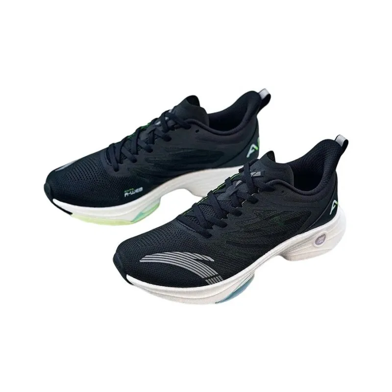 Anta MACH 3.0 Anti Slip Wear Resistant Low Top Running Shoes Men's Black Green-1