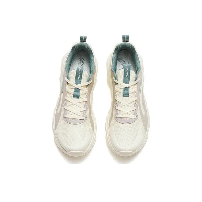 Anta Sheepskin Cushioning, Slip Resistant, And Abrasion Resistant Low Top Running Shoes Men's White Gray Green-2