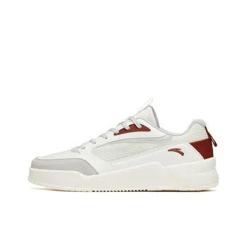 Anta Rubber Bullet Anti Slip And Wear Resistant Lightweight Low Top Skateboard Shoes White Gray Red