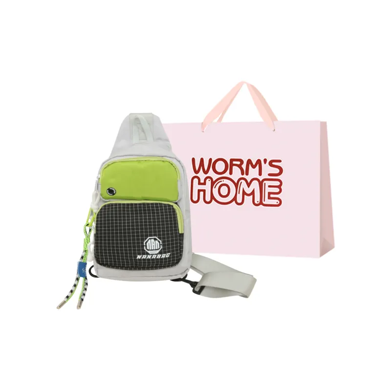 Worm's Home Nylon Sling Bag Unisex White/Black/Dark Gray/Light Gray/Blue-12