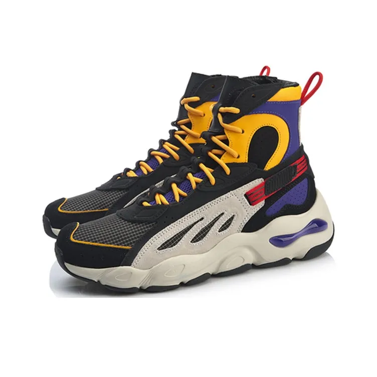 LiNing Butterfly Non slip Lightweight High Top Chunky Sneakers Men's Black-2