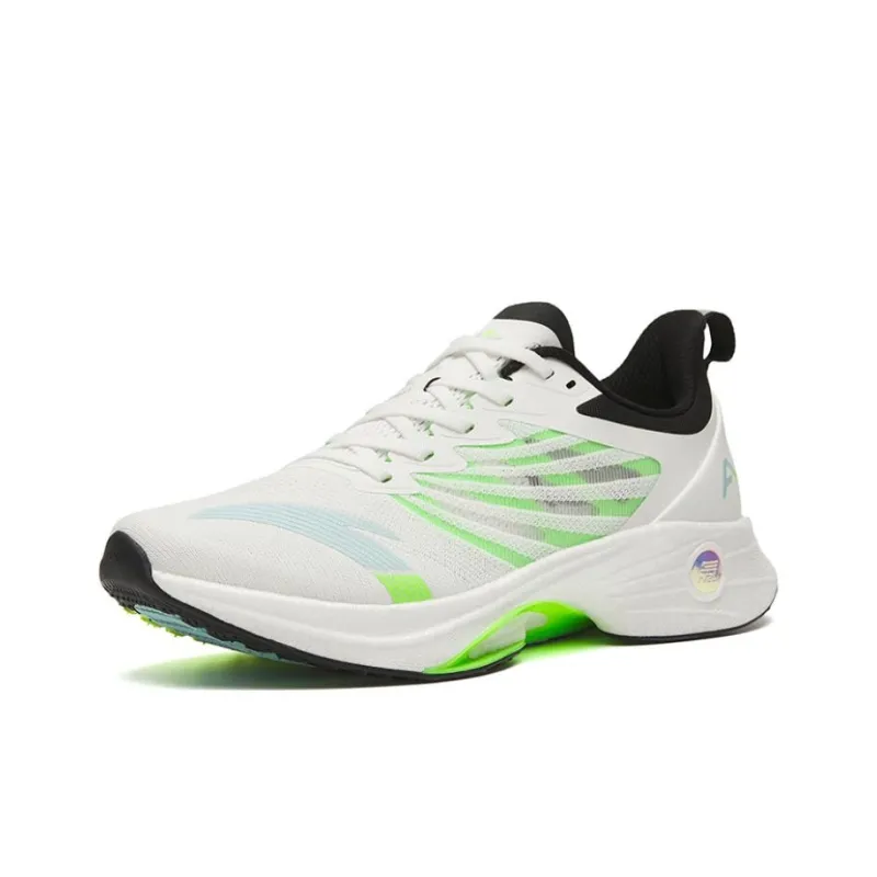 Anta MACH 3.0 Cushioned Slip Resistant Abrasion Resistant Low Top Casual Running Shoes Men's White Green-1