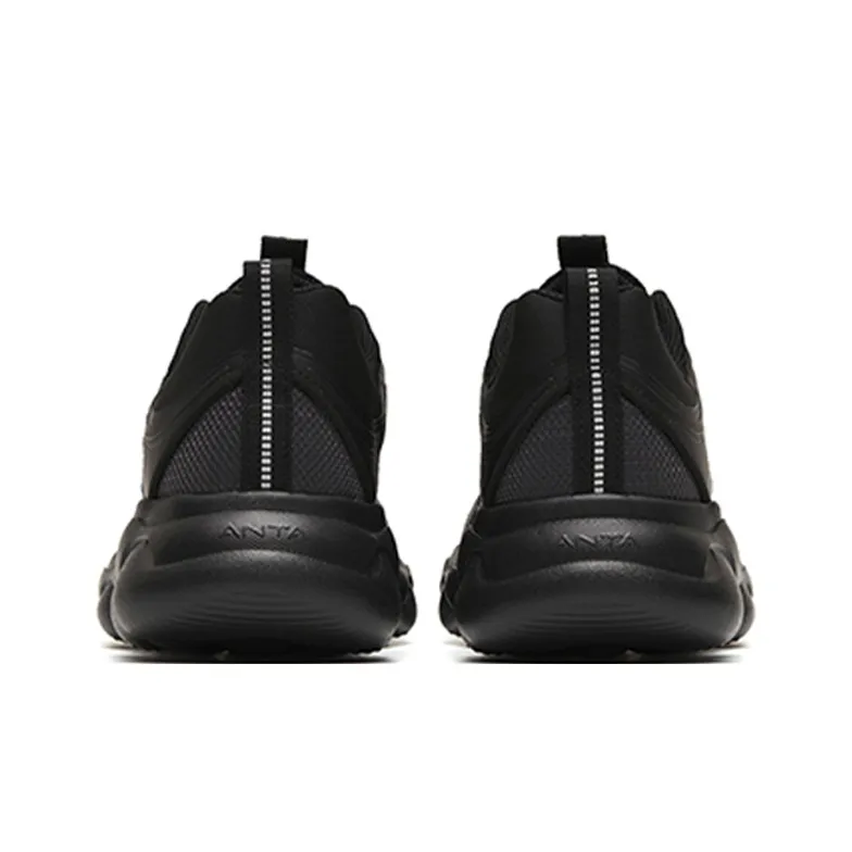 Anta Sheepskin Cushioning Slip Resistant Breathable Coverage Lightweight Rebound Low Top Running Shoes Men's Black-3