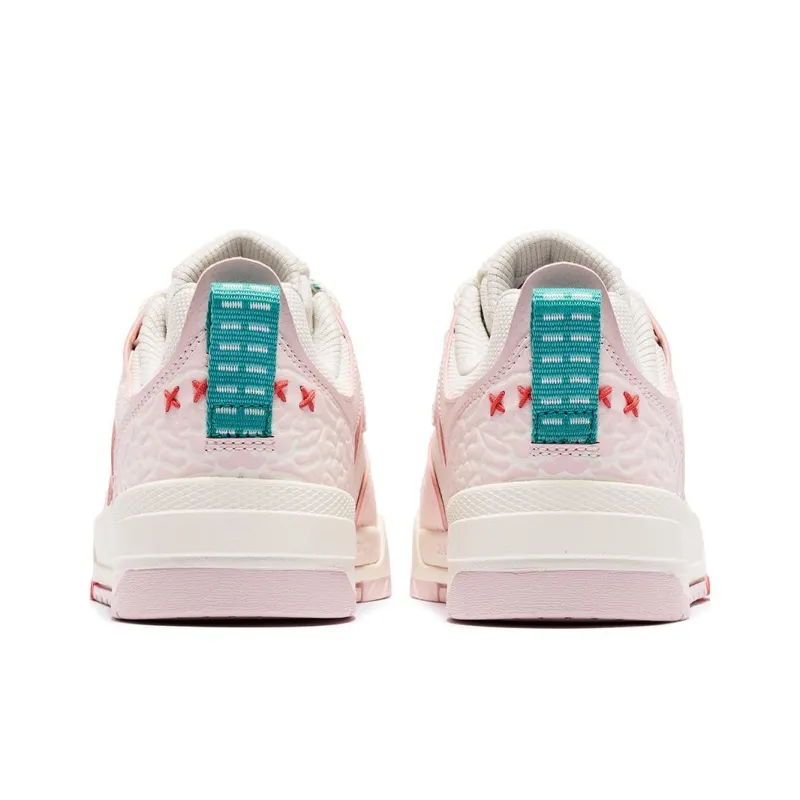 QIAODAN Inheritance 1.0 Abrasion Resistant Breathable Low Top Skateboard Shoes Women's Cloud Pink Ivory-4