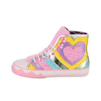 IRREGULAR CHOICE High-Top Skateboard Shoes Women's Pink Yellow