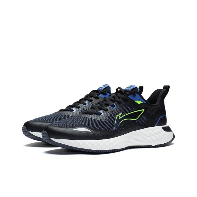 LiNing Chasing clouds Durable Breathable Low Top Casual Running Shoes Men's Black Blue-2