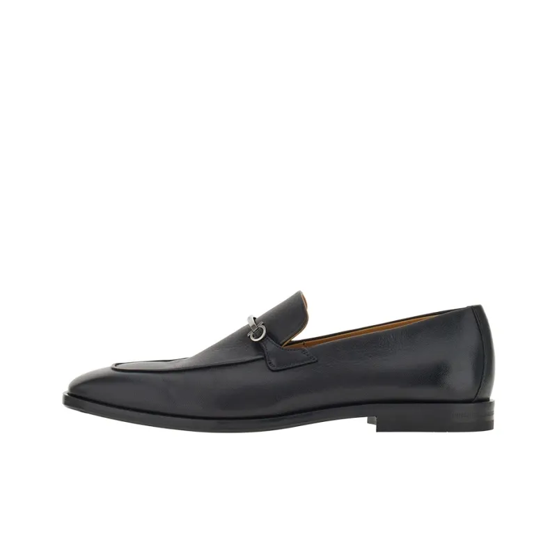 FERRAGAMO Gancini plaque Leather Loafers-0