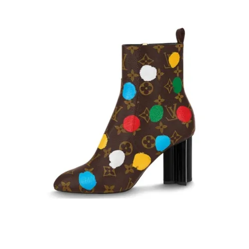 Yayoi Kusama X LOUIS VUITTON Silhouette Ankle Boots Women's Brown