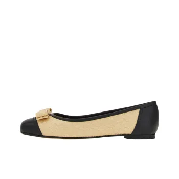 FERRAGAMO Bow-detail Woven-raffia Ballerina Shoes