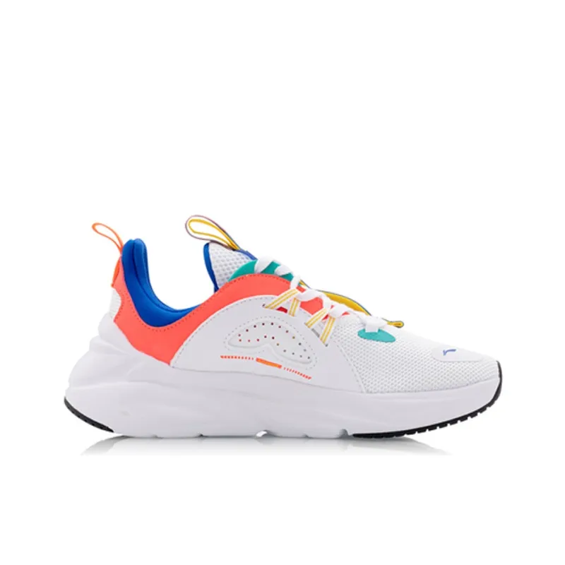 LiNing Spark Anti Slip Wear Resistant Low Top Sports Casual Shoes Women's White Orange Blue-1