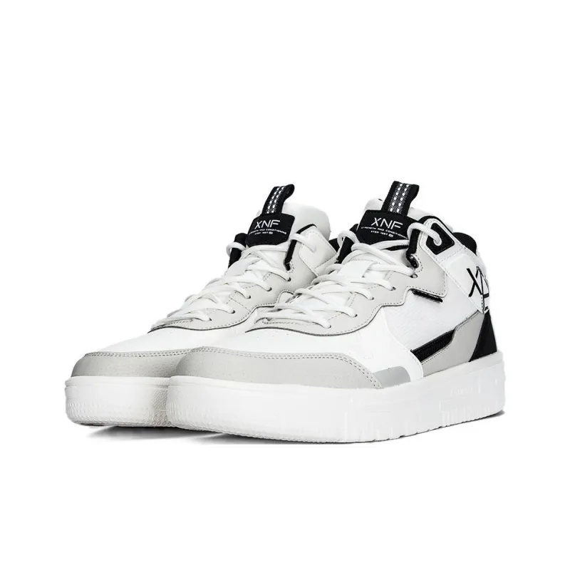 XTEP Alfalfa White Breathable Quick Dry High Top Skateboard Shoes Men's White Gray Black-2